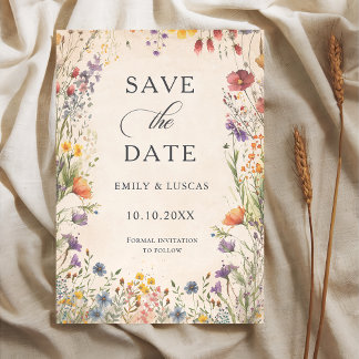 Save The Date Jardin de mariage aux fleurs sauvages vintage - Éc
