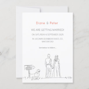 Save The Date Jardin de pique-nique minimaliste Mariage noir et 
