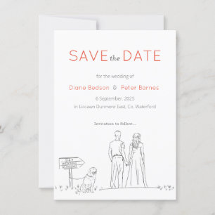 Save The Date Jardin de pique-nique minimaliste Mariage noir et 
