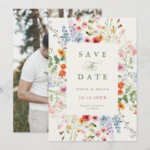 Save The Date Jardin de prairie printanier de fleurs sauvages Ph