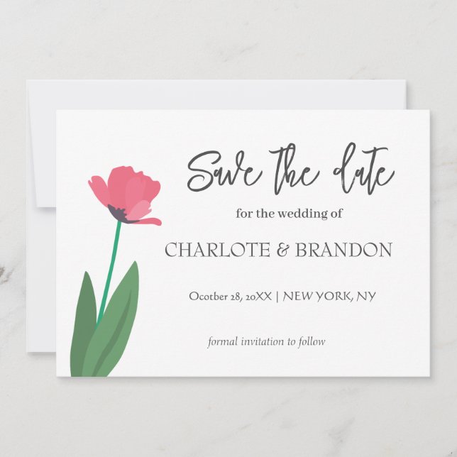 Save The Date Jardin de printemps moderne Artiste Mariage Floral (Devant)
