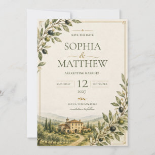 Save The Date Jardin d'oliviers toscan Mariage Enregistrer la da