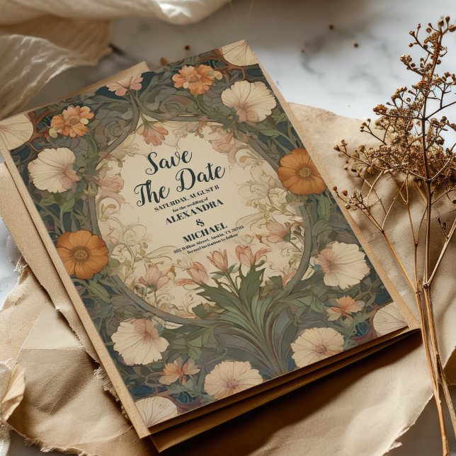 Save The Date Jardin enchanté Art nouveau Mariage (Créateur téléchargé)