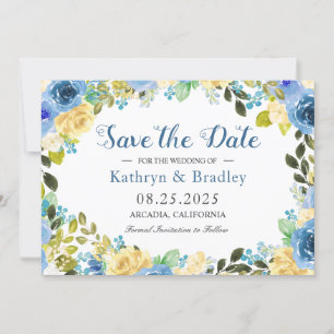 Save The Date Jardin Rose Jaune Bleu Romantique Sauvez La Date