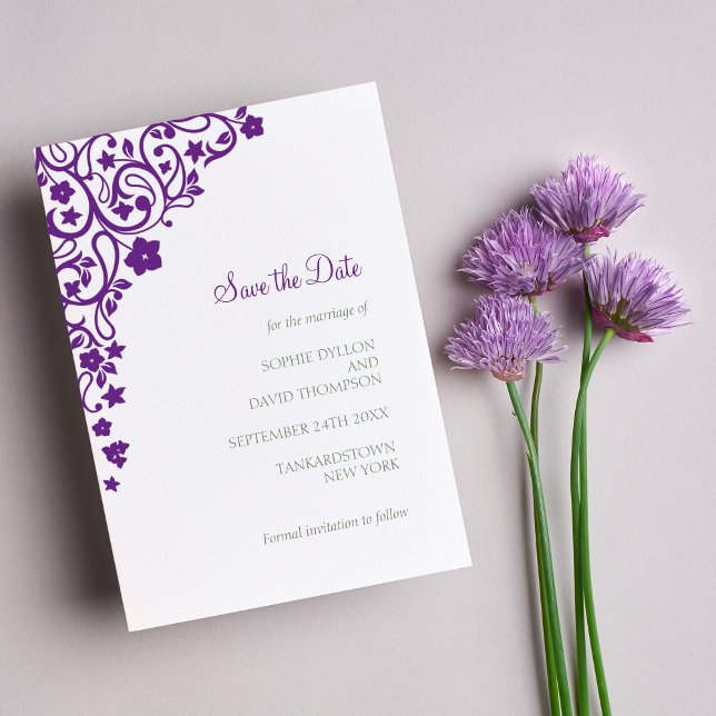 Save The Date Jardin secret violet Mariage Lovebirds Floral (Créateur téléchargé)