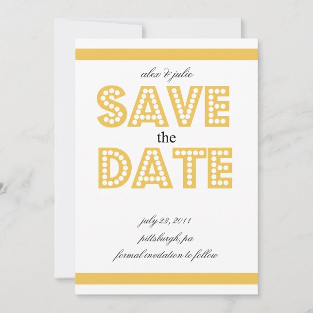 Save The Date jaune enregistrer la date (Devant)
