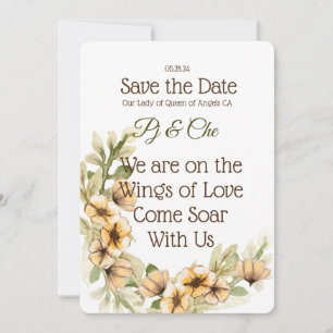 Save The Date Jaune Floral Thème Enregistrer La Date