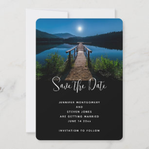 Save The Date Jetée de nuit sous un Mariage de Pleine lune
