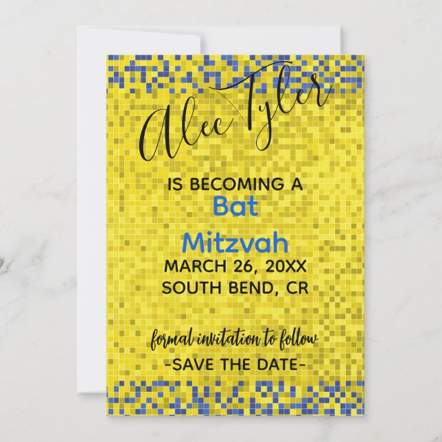 Save The Date Jeu de Bat mitzvah à la barre BM sur (Devant)