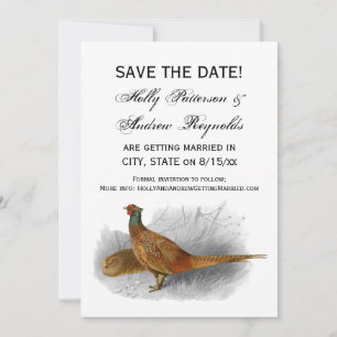 Save The Date Jeu de faisan vintage Couleur de dessin d'oiseau #