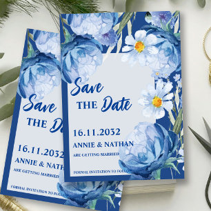 Save The Date Joli Blue Florals Mariage tendance Enregistrer la 