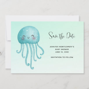 Save The Date Joli et beau Baby shower de méduse bleu-vert