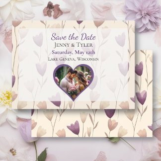Save The Date Joli Fleur sauvage violet Mariage botanique