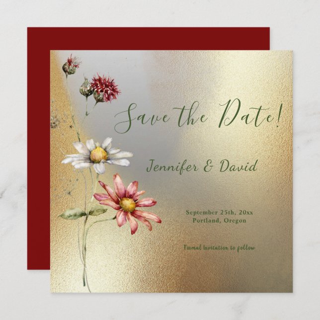 Save The Date Joli floral Enregistrer la date annonce (Devant / Derrière)