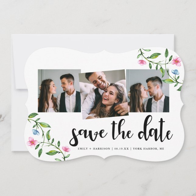 Save The Date Joli Floral et Mariage de points (Devant)