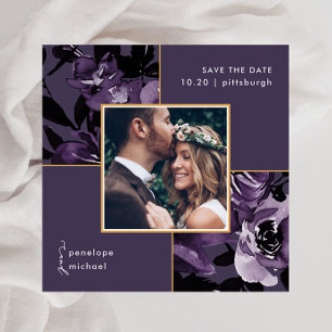 Save The Date Joli Mariage de photos florales violettes