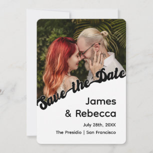 Save The Date Joli Rétro Boho Minimaliste Drôle Texte & Photo