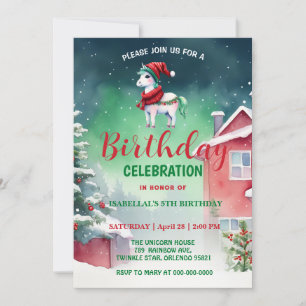 Save The Date Jolie licorne Père Noël fête de Noël