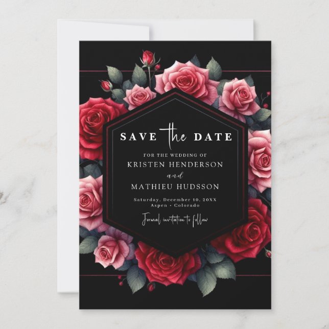 Save The Date Jouer la typographie Crimson Mariage rouge (Devant)