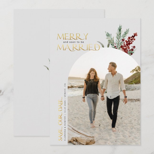 Save The Date Joyeux Et Bientôt Être Marié Noël Sauvez Le (Devant / Derrière)