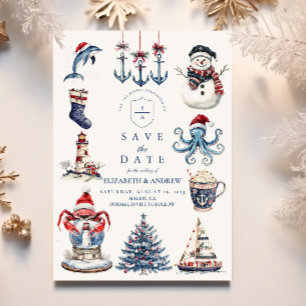 Save The Date Joyeux Mariage de Noël maritime