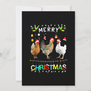 Save The Date Joyeux Noël Chicken Chemise Santa Hat Lumières Xma