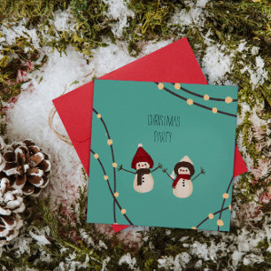 Save The Date Joyeux Noël Duo de Bonhommes de Neige – Lumières d