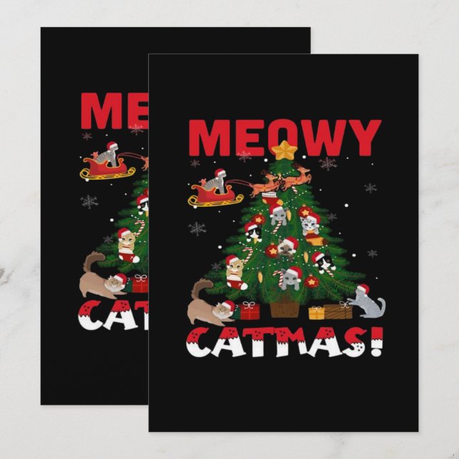 Save The Date Joyeux Noël félin (Devant / Derrière)