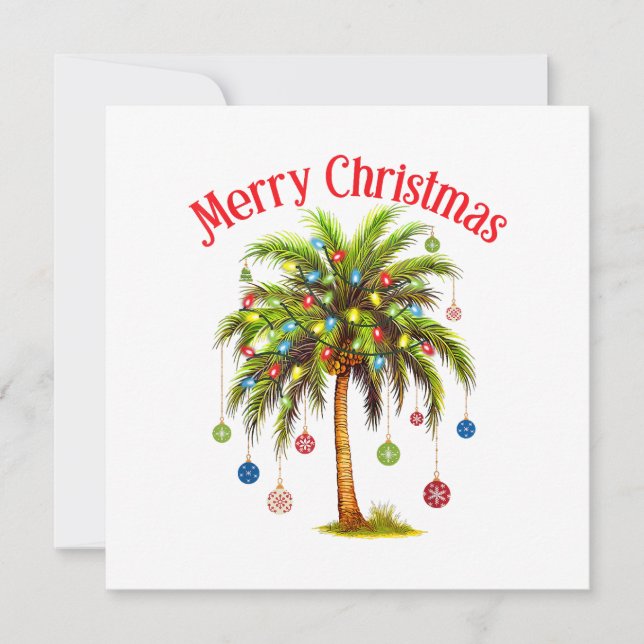 Save The Date Joyeux Noël Palm Tree Light Hawaiian Tropical (Devant)