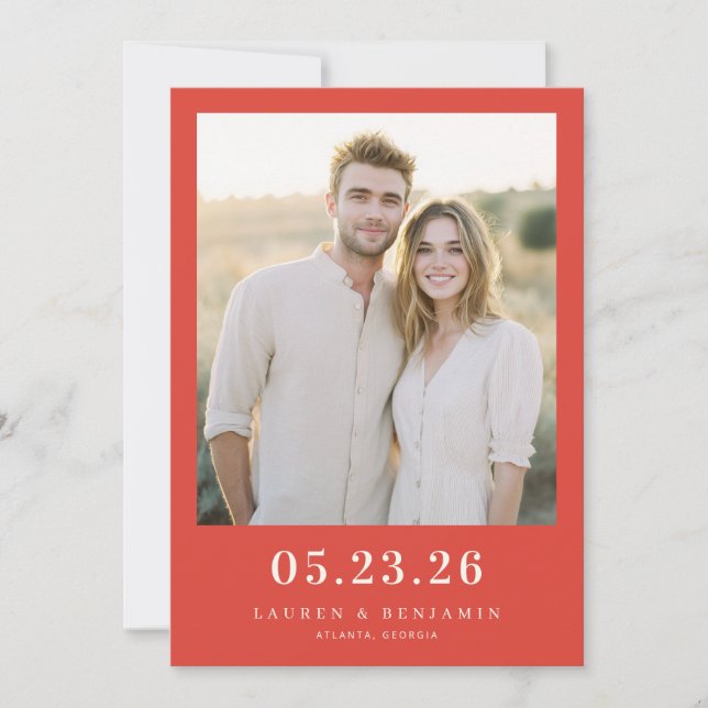 Save The Date Joyful Red Classic Photo (Devant)