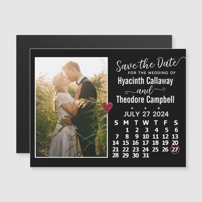 Save the Date July 2024 Calendar Photo Magnet (Front/Back)