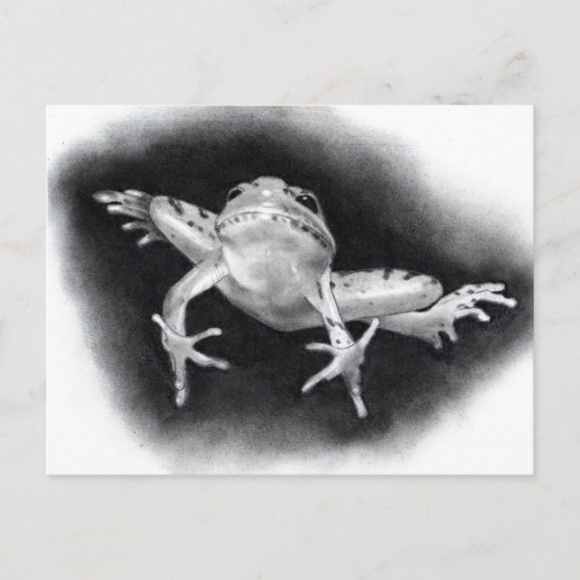 SAVE THE DATE: JUMPING FOR JOY: FROG IN PENCIL ANNOUNCEMENT POSTCARD (Front)