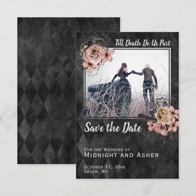 Save The Date Jusqu'à la mort Faisons-nous partie Rose gothique  (Devant / Derrière)
