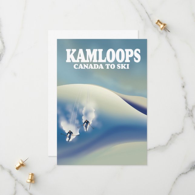 Save The Date Kamloops Canada à Ski (Devant/Arrière en situation)