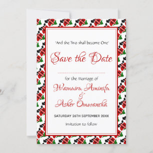 Save The Date KENYA Mariage Coutume Chrétienne Célébration ROUGE