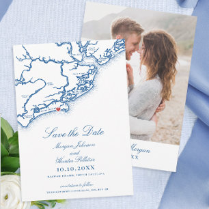 Save The Date Kiawah Island SC Elegant Mariage bleu marine
