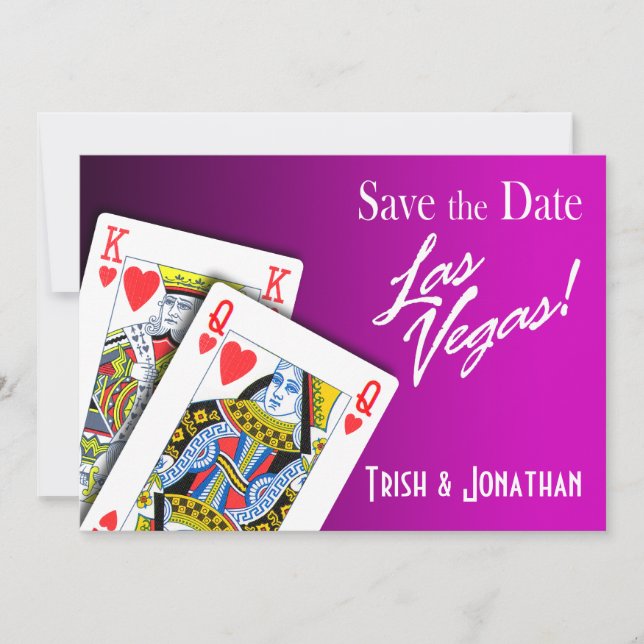 Save The Date King & Queen of Hearts Las Vegas Mariage violet (Devant)