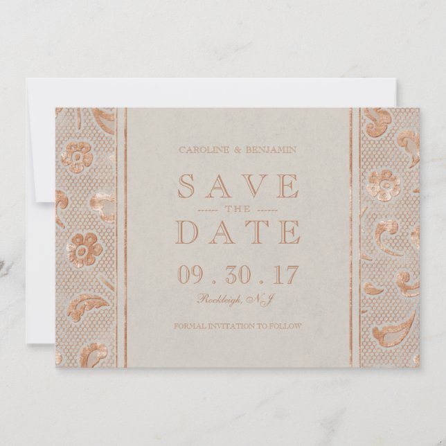 Save The Date Kraft or dentelle mariage rustique enregistrer la  (Devant)