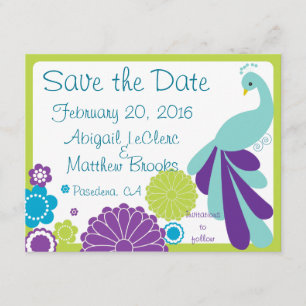 Save The Date KRW Peacock Floral Custom Enregistrer la date