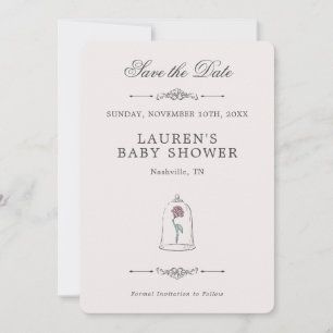 Save The Date La Belle et la Bête Baby Shower Rose Enchantée