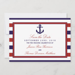 Save The Date La collection de mariage à l'ancre nautique rouge