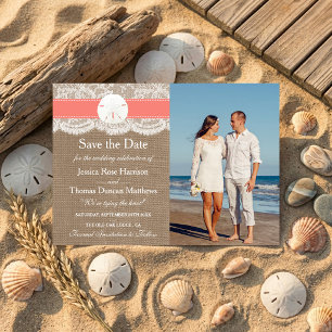 Save The Date La collection de mariage Coral Sand Dollar Beach