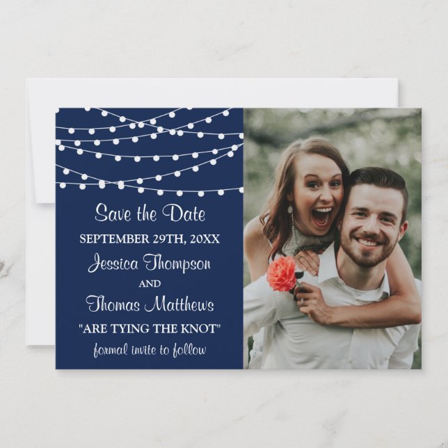 Save The Date La Collection Mariage Bleu Marine Lights (Devant)