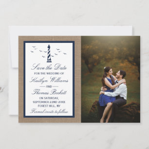Save The Date La collection Mariage de Burlap du phare nautique