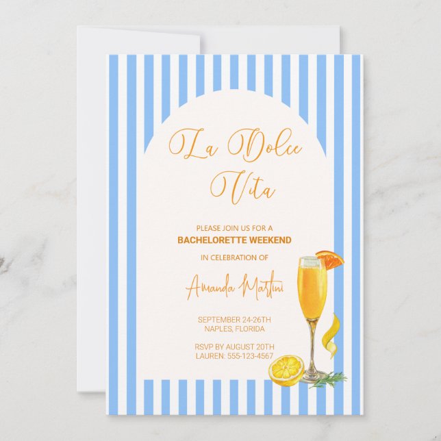 Save The Date La Dolce Vita Bachelorette Week-end (Devant)