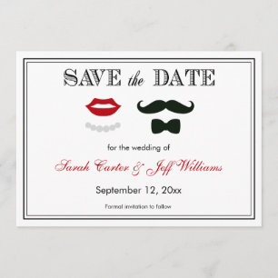 Save The Date La moustache vintage et les lèvres sauvent les