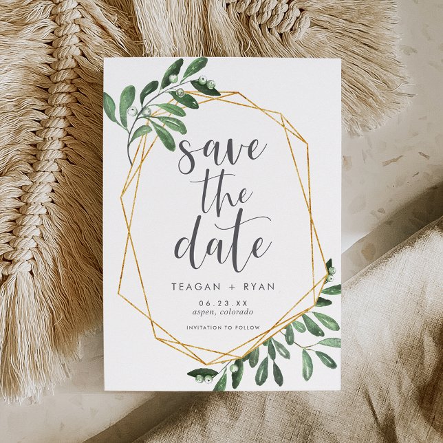 Save The Date La verdure naturelle | Aquarelle verte Botanique (Créateur téléchargé)