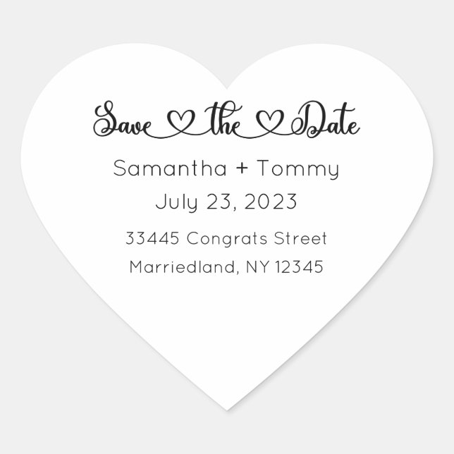 Save the Date Labels, Stickers, Wedding Invitation Heart Sticker (Front)