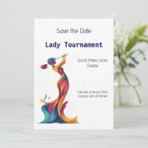Save the Date Ladies Golf Tournament Colorful Silh