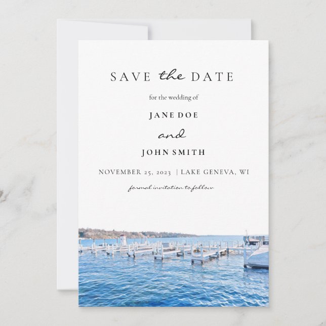 Save The Date Lake Geneva Wisconsin Enregistrer La Date (Devant)